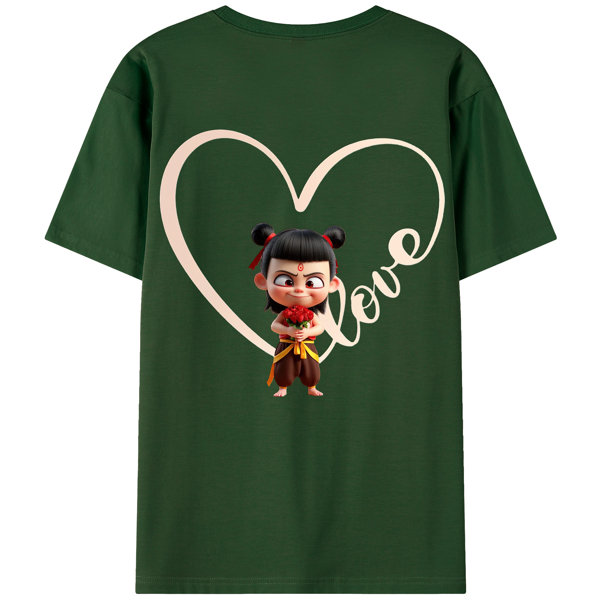（画像用） Ne Zha 2 ナタ 魔童の大暴れ 綿100％半袖Tシャツ（背面プリント）